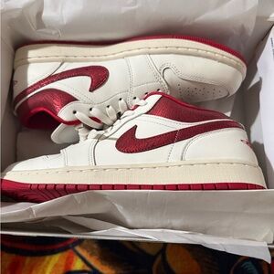 Nike Red and White Low-Top Sneakers